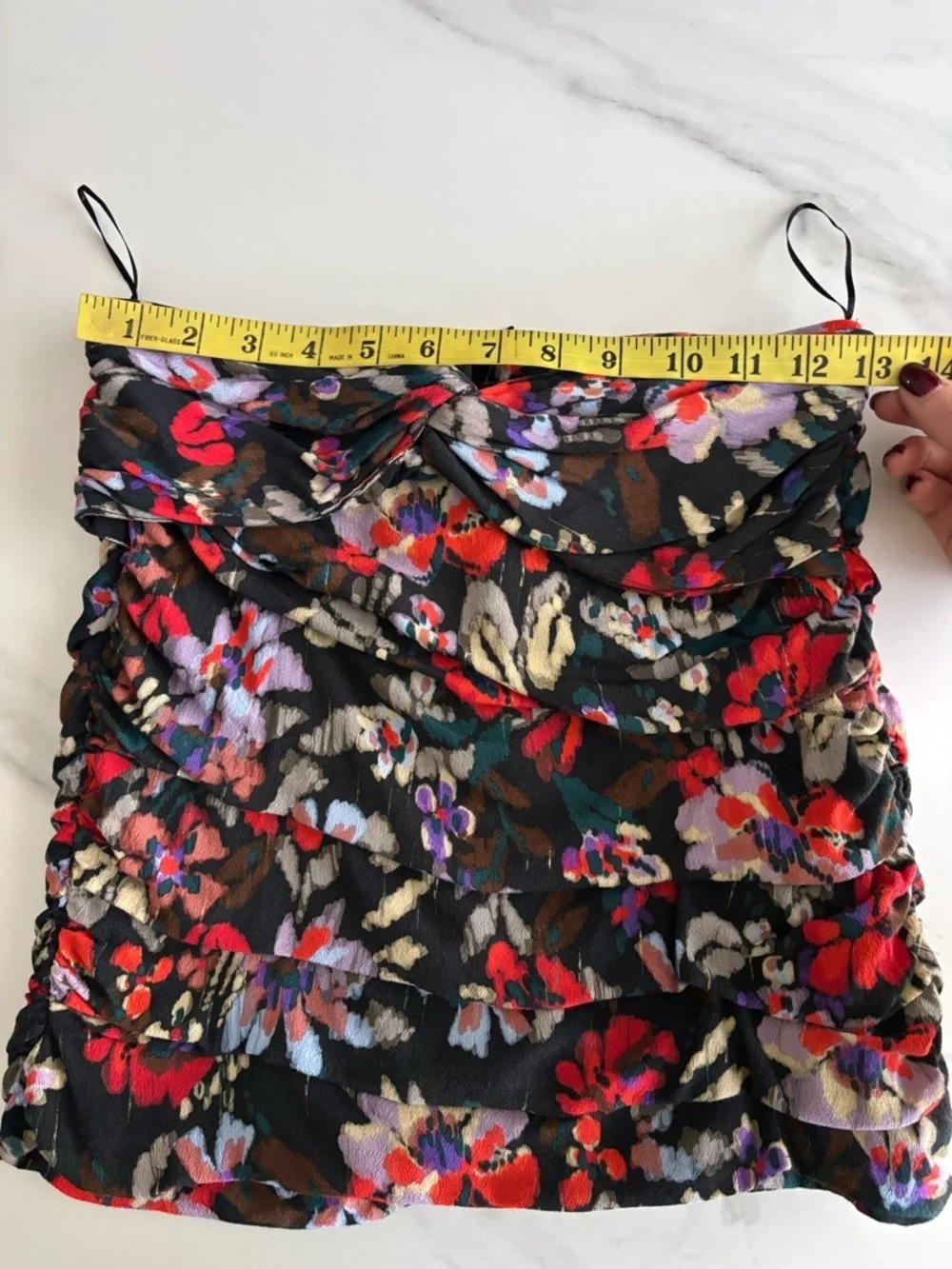 Zara Black Floral Mini Skirt with Red & Purple Accents sz S
